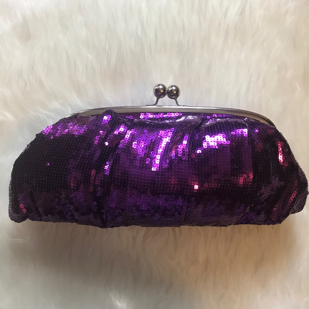 NWOT Purple Sequined Clutch
